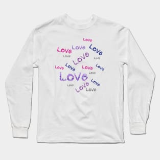 Lettering love Multicolored Seamless pattern Long Sleeve T-Shirt